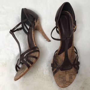 Frank Morr brown leather sandal heel size 9